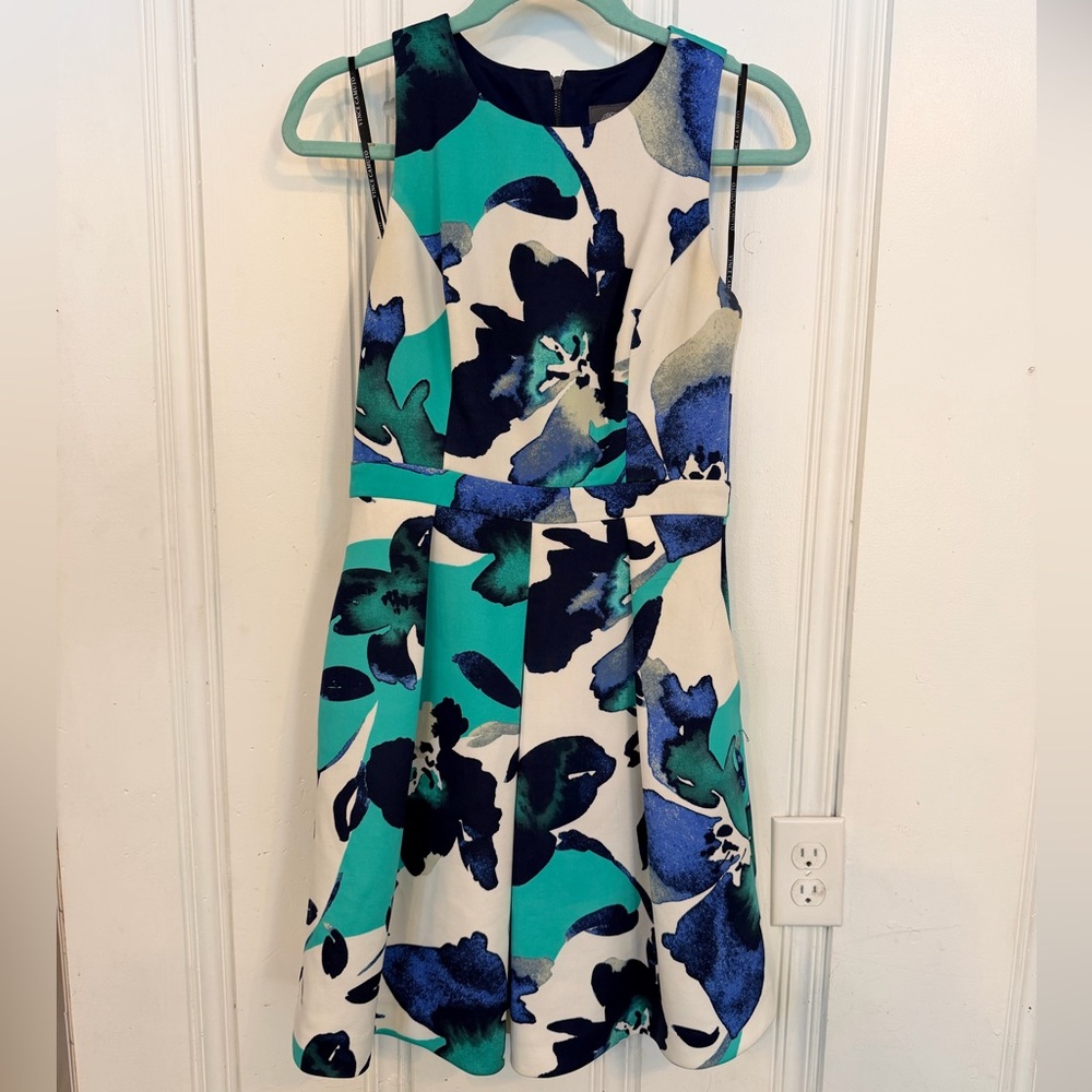 Vince Camuto Floral Mini Dress - Blue and Green